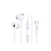 Ariculares manos libres con cable y conector tipo c con almohadillas y estuche blanco ideus