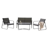Conjunto cafe acero textilene negro import