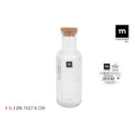 Botella vidrio tapa corcho 1L transparente la mediterranea