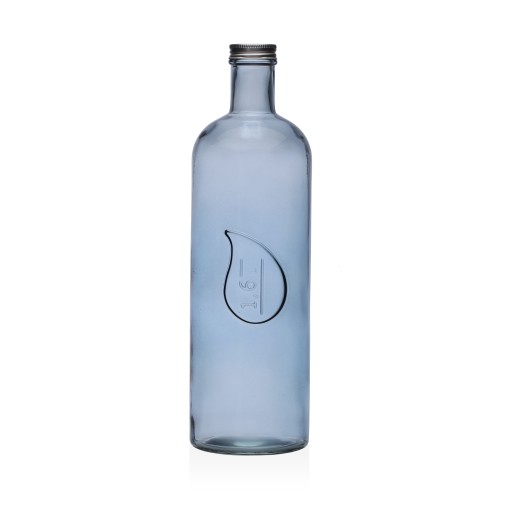 Botella agua gota vidrio 1,6 l azul versa