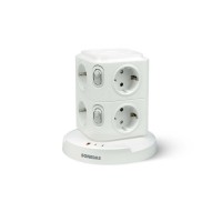 Base multiple torreta 8 tomas USB A+2 USB c blanco con luz nocturna sonedas