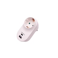 Adaptador 1 toma+usb a+usb c blanco sonedas
