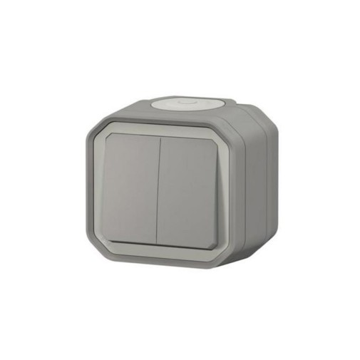 Conmutador superficie doble gris IP55 new plexo Legrand