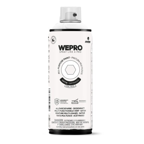 Pintura sray mtn wepro water satinado 400 ml blanco iglu montana