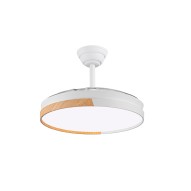 Ventilador de techo plafon aspas retractiles blanco/madera Ø105CM 30W cristalrecord