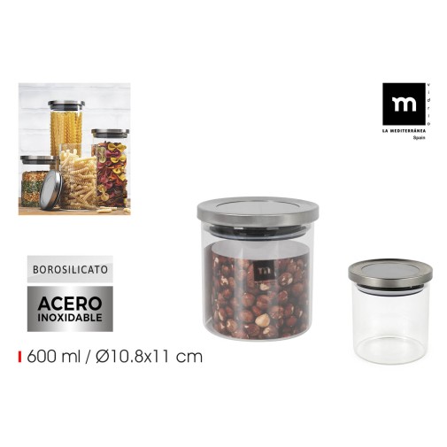 Bote borosilicato tapa acero 600ML la mediterranea