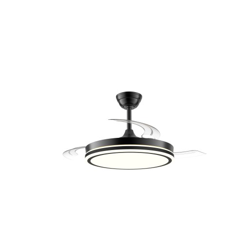 Ventilador de techo plafon aspas retractiles negro 20W cristalrecord
