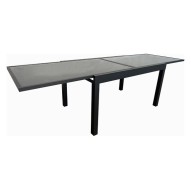 Mesa aluminio cristal extensible gris 140-280 x 90 cm import