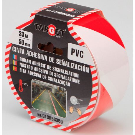 Cinta Adh 50mmx33mt Señalizacion Target Pvc Ro/bco C13rb3350