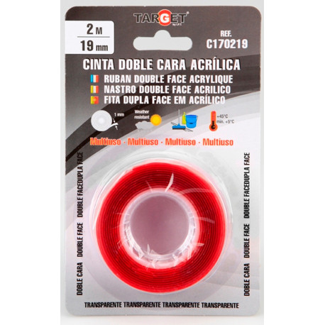 Cinta Adh 19mmx 2mt D/cara Target Multiuso Acril C170219