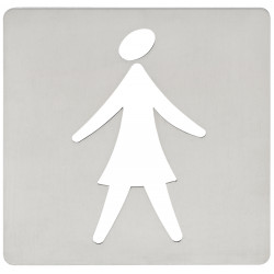 Placa SeÑalizacion BaÑo 120x120mm Mujer Adh. Acero Inox Aisi