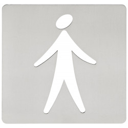 Placa SeÑalizacion BaÑo 120x120mm Hombre Adh. Acero Inox Ais