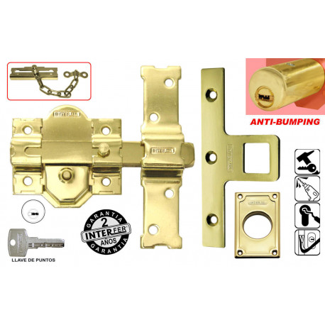 Cerrojo Sobr. 50mm Boton/llave Interfer Ac Dor 31-sa Dorado