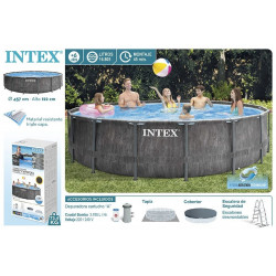 Piscina Pvc 457x122cm Cart Intex Met Gris Greywood Circ 1680