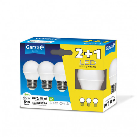 Lampara Ilumin Esf. Led Garza E27 8w 810lm 4000k 3 Pz