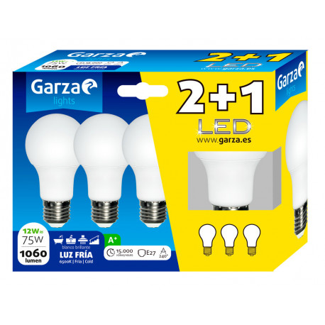 Lampara Ilumin Estan Led Garza E27 12w 1060lm 6500k 3 Pz