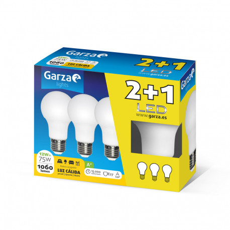 Lampara Ilumin Estan Led Garza E27 12w 1060lm 3000k 3 Pz