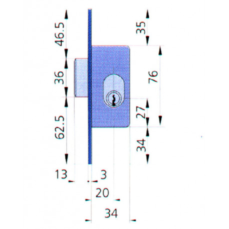 Cerradura Embutir Met Hn/cn 20 Mm