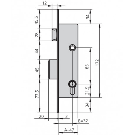 Cerradura Embutir Met Hn 20 Mm