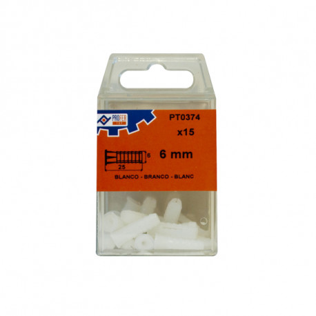 Taco Plastico Blanco C/15 Pzs 6 Mm