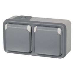 Enchufe Doble C/tt Ip55 Gris