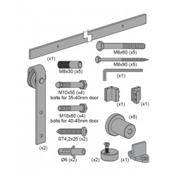 Kit Corredera Rustico 80 Negra 2 M