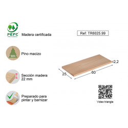 Balda Mural Pino 22mm S/barn 60x25 Cm