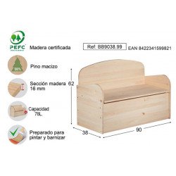 Banco Baul Deco Pino S/barn 90x62x38cm
