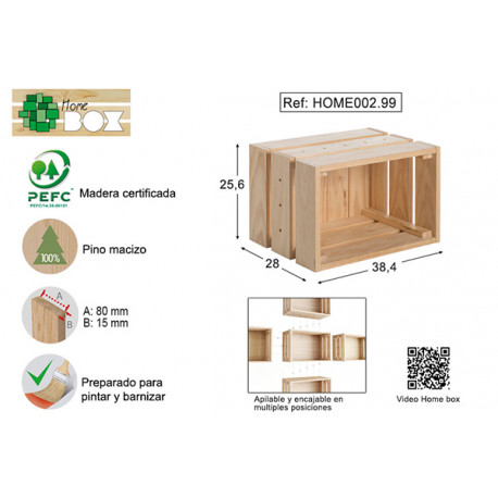 Caja Pino S/barn Home Box 38x26x28