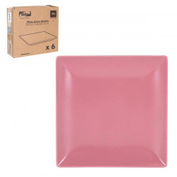 Plato Llano Cuadrado Rosa 26,5 Cm