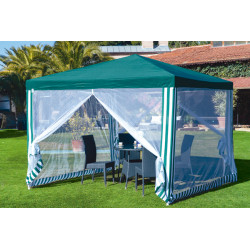 Cenador Acero Verde C/mosquit 3x3x2.5m