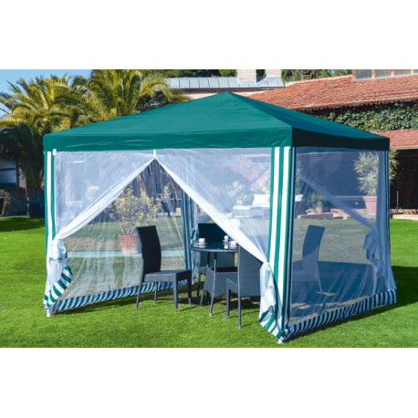 Cenador Acero Verde C/mosquit 3x3x2.5m