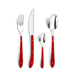 Cuberteria Inox+pp Bistro Rojo 24 Pzas