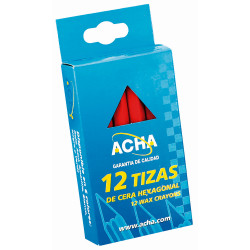 Tiza Cera Hexagonal 12cm Rojo Paquete 12 Pzs 45-022 D Acha