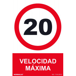 SeÑal 210x300mm Pvc Velocidad MÁxima 20 Rd40059