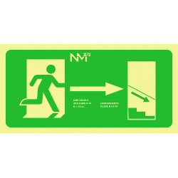 SeÑal 320x160mm Pvc Lumi  EvacuaciÓn Bajada Derecha Rd11140