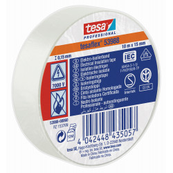 Tesaflex® 53988 Cinta Aislante Certificada Blanca 10 M X 15