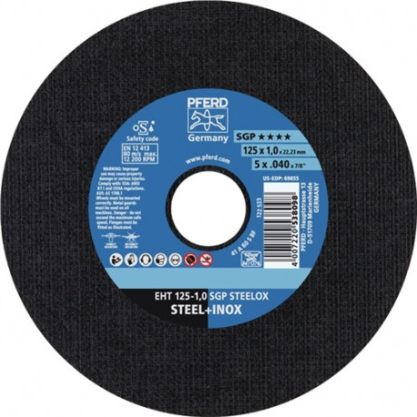 Disco De Corte Sgp Steelox D 125 X 0,8 Mm Recto Inox Perfora