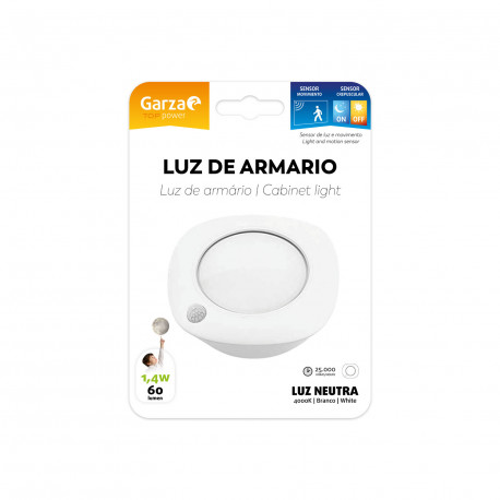 Luz Armario 19,5x14x21,5cm 1,4w Garza Abs Bl Luz Armario 60l