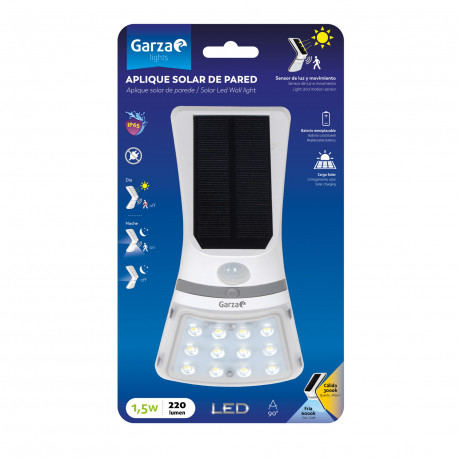 Aplique Exter. Solar 23,5x13x8cm 1,5w 220lm 6000k Abs Bl 401