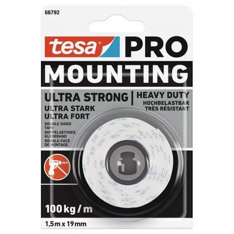 Cinta Adh 19mmx  1,5mt D/cara Mounting Pro Ultra Strong Tesa