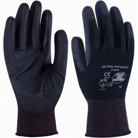 Guante Nylon Negro Pu T.10