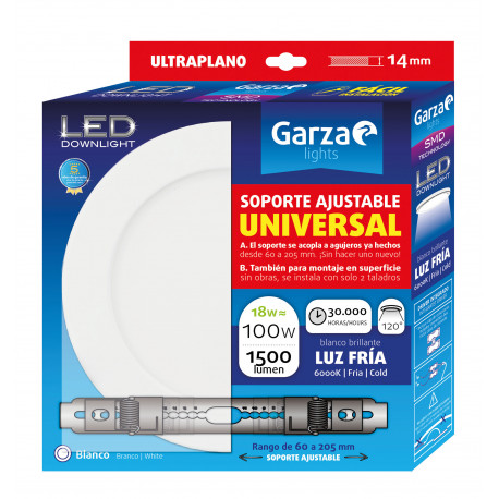 Foco Ilumin Downlight 18w 1500lm 6000k Ø22,5 Led Sup. Rdo Bl
