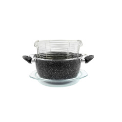 Freidora Coc 24cm Antiadherente Bicapa Todas Cocinas H.esmal