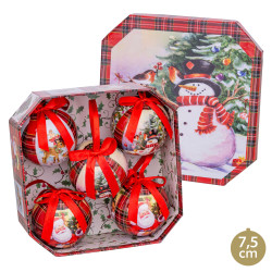 Adorno Navidad 7,5x7,5x7,5 Bolas Memory MuÑeco Nieve Juinsa