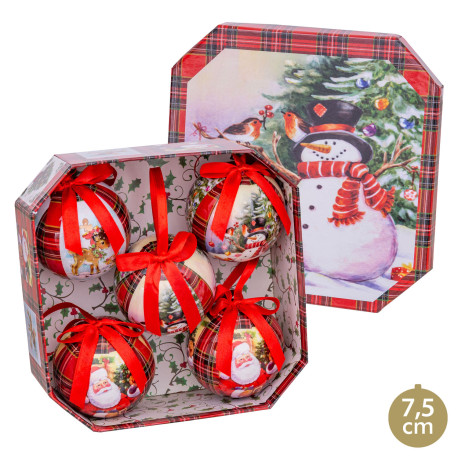 Adorno Navidad 7,5x7,5x7,5 Bolas Memory MuÑeco Nieve Juinsa