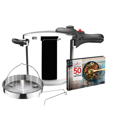 Olla Coc Pres 6lt S/rapida Con Cestillo+soporte+recetario In