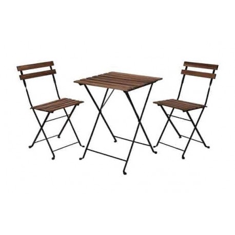 Mesa Madera Metal + 2 Sillas Plegables 55 X 54 Cm