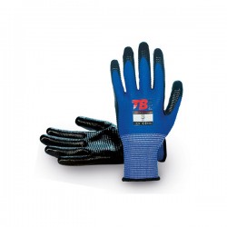 Guante Nylon Azul Nitrilo Palma T.8