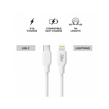 Cable Cargador Usb "c" Salida Ligtining 20w 1 Metro Blanco